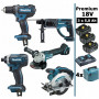 Pack Makita Premium 5 machines 18V 5Ah: Perceuse DDF482 + Meuleuse DGA504 + Perforateur DHR202 + Visseuse à chocs DTD152 + Scie