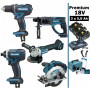 Pack Makita Premium 5 machines 18V 5Ah: Perceuse DDF482 + Meuleuse DGA504 + Perforateur DHR202 + Visseuse à chocs DTD152 + Scie