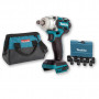 Boulonneuse à chocs 18V 280Nm 1/2" DTW285 (machine seule) + Coffret 9 douilles + sac MAKITA