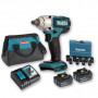 Boulonneuse à chocs 18V 190Nm 1/2" DTW190 avec 2 batteries 3Ah + Coffret 9 douilles + sac MAKITA