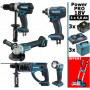 Pack Makita Power PRO 18V: DDF458 DHR202 DGA504 DTD152 Lampe Torche 3 batt 5Ah 3 coffrets OFFERT 1 chariot diable MAKITA