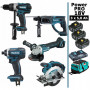 Pack Makita Power PRO 5 outils 18V: DDF458 + DHR202 + DGA504 + DTD152 + DSS610 + 3 batt 5Ah + sac