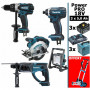 Pack Makita Power PRO 18V: DDF458 DHR202 DSS610 DTD152 Projecteur 3 batt 5Ah 3 coffrets OFFERT 1 chariot diable MAKITA