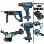 Pack Makita Premium 18V 5Ah: DDF482 + DGA504 + DHR202 + DTD152 + 3 batt + 3 MakPac + chariot MAK4310PT3JD MAKITA