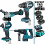 Pack Makita EXPERT PRO BL Motor 18V 4 machines 3 batt 5Ah DDF484 DTD154 DGA506 DHR243 avec sac