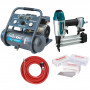 Compresseur silencieux 6L 0,75CV SIL6JPRO PRODIF + Cloueur pneumatique AF506 MAKITA + tuyau renforcé 10m + 15 000 clous Makita