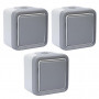 Lot de 3 Interrupteurs va-et-vient Plexo - gris LEGRAND