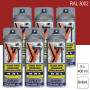 Lot de 6 Peintures aérosol RAL 3002 Rouge carmin brillant 400ml MOTIP
