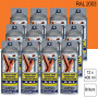 Lot de 12 Peintures aérosol RAL 2003 Orangé pastel brillant 400ml MOTIP