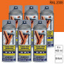 Lot de 6 Peintures aérosol RAL 2008 Orangé rouge clair brillant 400ml MOTIP