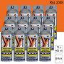 Lot de 12 Peintures aérosol RAL 2008 Orangé rouge clair brillant 400ml MOTIP