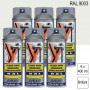 Lot de 6 Peintures aérosol RAL 9003 Blanc de sécurité brillant 400ml MOTIP