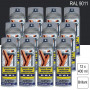 Lot de 12 Peintures aérosol RAL 9011 Noir graphite brillant 400ml MOTIP