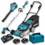 Pack Makita Jardin : Tondeuse 36V 46cm DLM460 + Débroussailleuse 18V DUR192L + Souffleur 18V DUB362 + 2 batt 6Ah + Coffret