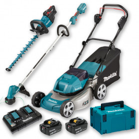 Pack Makita Jardin : Tondeuse 36V 46cm DLM460 + Débroussailleuse DUR192L + Taille-haie 60cm DUH602 + 2 batt 6Ah + Coffret Pack Makita Jardin : Tondeuse 36V 46cm DLM460 + Débroussailleuse DUR192L + Taille-haie 60cm DUH602 + 2 batt 6Ah + Coffret