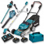 Pack Makita Jardin : Tondeuse 36V DLM460+Débroussailleuse DUR191UZX3+Taille-haie DUH752+Souffleur DUB362 + 2 batt 6Ah + Coffret