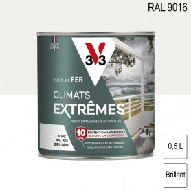 Peinture fer Climats Extrêmes RAL 9016 Blanc brillant 0,5L V33 Peinture fer Climats Extrêmes RAL 9016 Blanc brillant 0,5L V33