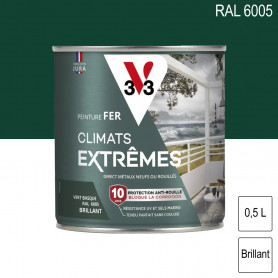 Peinture fer Climats Extrêmes RAL 6005 Vert basque brillant 0,5L V33 Peinture fer Climats Extrêmes RAL 6005 Vert basque brillant 0,5L V33