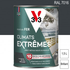 Peinture fer Climats Extrêmes RAL 7016 Gris anthracite brillant 1,5L V33 Peinture fer Climats Extrêmes RAL 7016 Gris anthracite brillant 1,5L V33