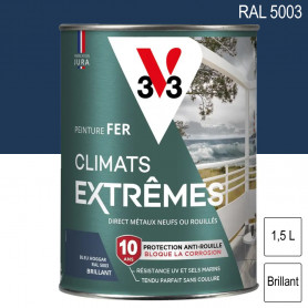 Peinture fer Climats Extrêmes RAL 5003 Bleu hoggar brillant 1,5L V33 Peinture fer Climats Extrêmes RAL 5003 Bleu hoggar brillant 1,5L V33