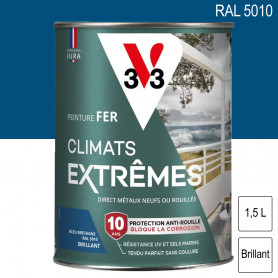Peinture fer Climats Extrêmes RAL 5010 Bleu bretagne brillant 1,5L V33 Peinture fer Climats Extrêmes RAL 5010 Bleu bretagne brillant 1,5L V33