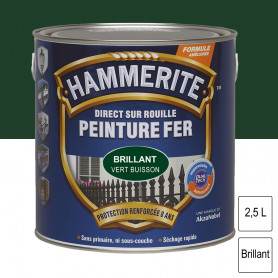 Peinture fer Direct sur Rouille Vert buisson brillant 2,5L HAMMERITE Peinture fer Direct sur Rouille Vert buisson brillant 2,5L HAMMERITE