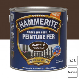 Peinture fer Direct sur Rouille Chataigne martelé 2,5L HAMMERITE Peinture fer Direct sur Rouille Chataigne martelé 2,5L HAMMERITE