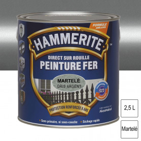 Peinture fer Direct sur Rouille Argent martelé 2,5L HAMMERITE Peinture fer Direct sur Rouille Argent martelé 2,5L HAMMERITE