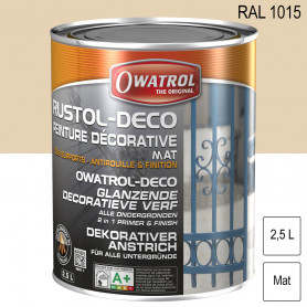 Peinture décorative antirouille Rustol Deco RAL 1015 Ivoire clair mat 2,5L OWATROL Peinture décorative antirouille Rustol Deco RAL 1015 Ivoire clair mat 2,5L OWATROL