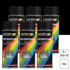 Lot de 6 Peintures aérosol Haute Température 800°C Noir mat 400ml MOTIP Lot de 6 Peintures aérosol Haute Température 800°C Noir mat 400ml MOTIP