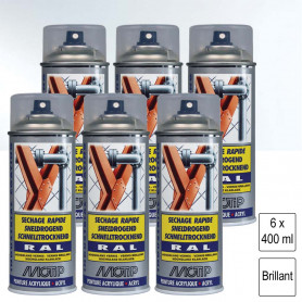 Lot de 6 Peintures aérosol RAL Vernis transparent brillant 400ml MOTIP Lot de 6 Peintures aérosol RAL Vernis transparent brillant 400ml MOTIP