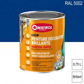Peinture décorative antirouille Rustol Deco RAL 5002 Bleu outremer brillant 0,75L OWATROL Peinture décorative antirouille Rustol Deco RAL 5002 Bleu outremer brillant 0,75L OWATROL