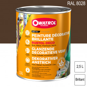 Peinture décorative antirouille Rustol Deco RAL 8028 Brun terre brillant 2,5L OWATROL Peinture décorative antirouille Rustol Deco RAL 8028 Brun terre brillant 2,5L OWATROL