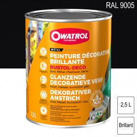 Peinture décorative antirouille Rustol Deco RAL 9005 Noir foncé brillant 2,5L OWATROL Peinture décorative antirouille Rustol Deco RAL 9005 Noir foncé brillant 2,5L OWATROL