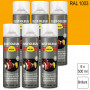 Lot de 6 Peintures de finition industrielle aérosol Hard Hat RAL 1003 Jaune de sécurité brillant 500ml RUST-OLEUM