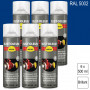 Lot de 6 Peintures de finition industrielle aérosol Hard Hat RAL 5002 Bleu outremer brillant 500ml RUST-OLEUM