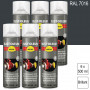 Lot de 6 Peintures de finition industrielle aérosol Hard Hat RAL 7016 Gris anthracite brillant 500ml RUST-OLEUM