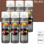 Lot de 6 Peintures de finition industrielle aérosol Hard Hat RAL 8002 Brun de sécurité brillant 500ml RUST-OLEUM