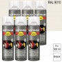 Lot de 6 Peintures de finition industrielle aérosol Hard Hat RAL 9010 Blanc pur brillant 500ml RUST-OLEUM