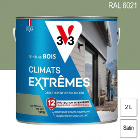 Peinture bois extérieur Climats Extrêmes RAL 6021 Vert provence satin 2L V33 Peinture bois extérieur Climats Extrêmes RAL 6021 Vert provence satin 2L V33