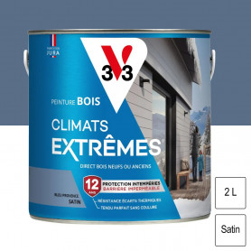 Peinture bois extérieur Climats Extrêmes Bleu provence satin 2L V33 Peinture bois extérieur Climats Extrêmes Bleu provence satin 2L V33