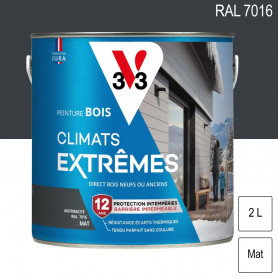 Peinture bois extérieur Climats Extrêmes RAL 7016 Gris anthracite mat 2L V33 Peinture bois extérieur Climats Extrêmes RAL 7016 Gris anthracite mat 2L V33