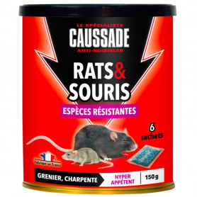 Céréales rats et souris - espèces résistantes - 150g CAUSSADE Céréales rats et souris - espèces résistantes - 150g CAUSSADE