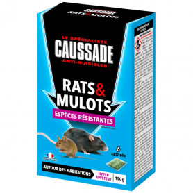 Céréales rats et mulots - espèces résistantes - 150g CAUSSADE Céréales rats et mulots - espèces résistantes - 150g CAUSSADE