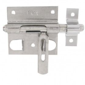 Verrou de box porte-cadenas à visser avec gâche inox AFBAT Verrou de box porte-cadenas à visser avec gâche inox AFBAT