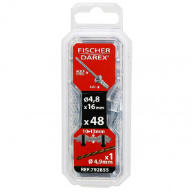Rivets alu/acier Multigrip tête plate Ø4,8x16mm 48pcs FISCHER DAREX Rivets alu/acier Multigrip tête plate Ø4,8x16mm 48pcs FISCHER DAREX