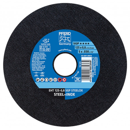 Disque à tronçonner EHT 125x0,8x22,23mm droit SGP STEELOX pour acier/acier inoxydable PFERD