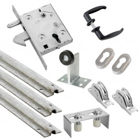 Kit complet portail coulissant roue acier gorge en U à encastrer Ø80x20mm + rail 9m ESTEBRO Kit complet portail coulissant roue acier gorge en U à encastrer Ø80x20mm + rail 9m ESTEBRO