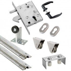 Kit complet portail coulissant roue acier gorge U en applique Ø80x16mm + rail 6m ESTEBRO Kit complet portail coulissant roue acier gorge U en applique Ø80x16mm + rail 6m ESTEBRO