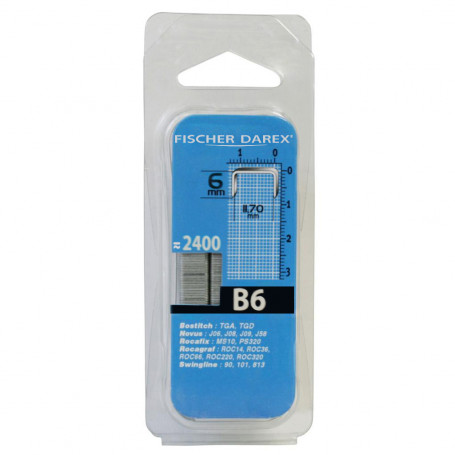 Boîte de 2400 Agrafes galvanisées B6 FISCHER DAREX